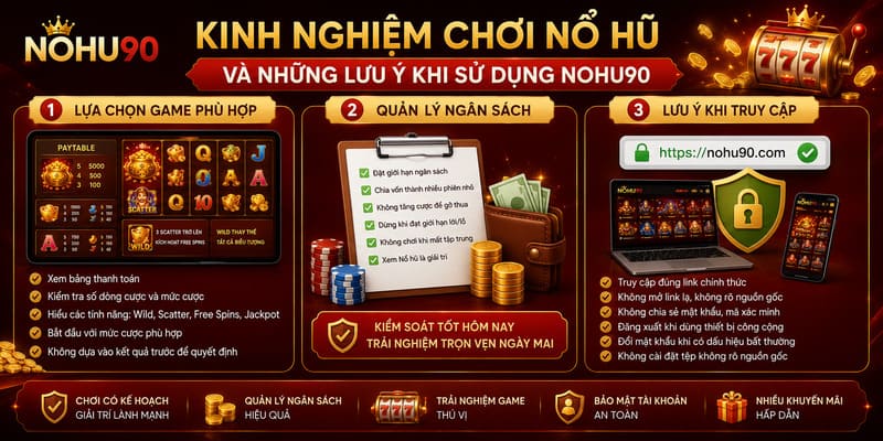 Kinh nghiệm chơi Nổ hũ và lưu ý khi sử dụng Nohu90